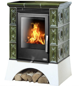 Кафельная печь-камин ABX Helvetia KPI (белый цоколь)